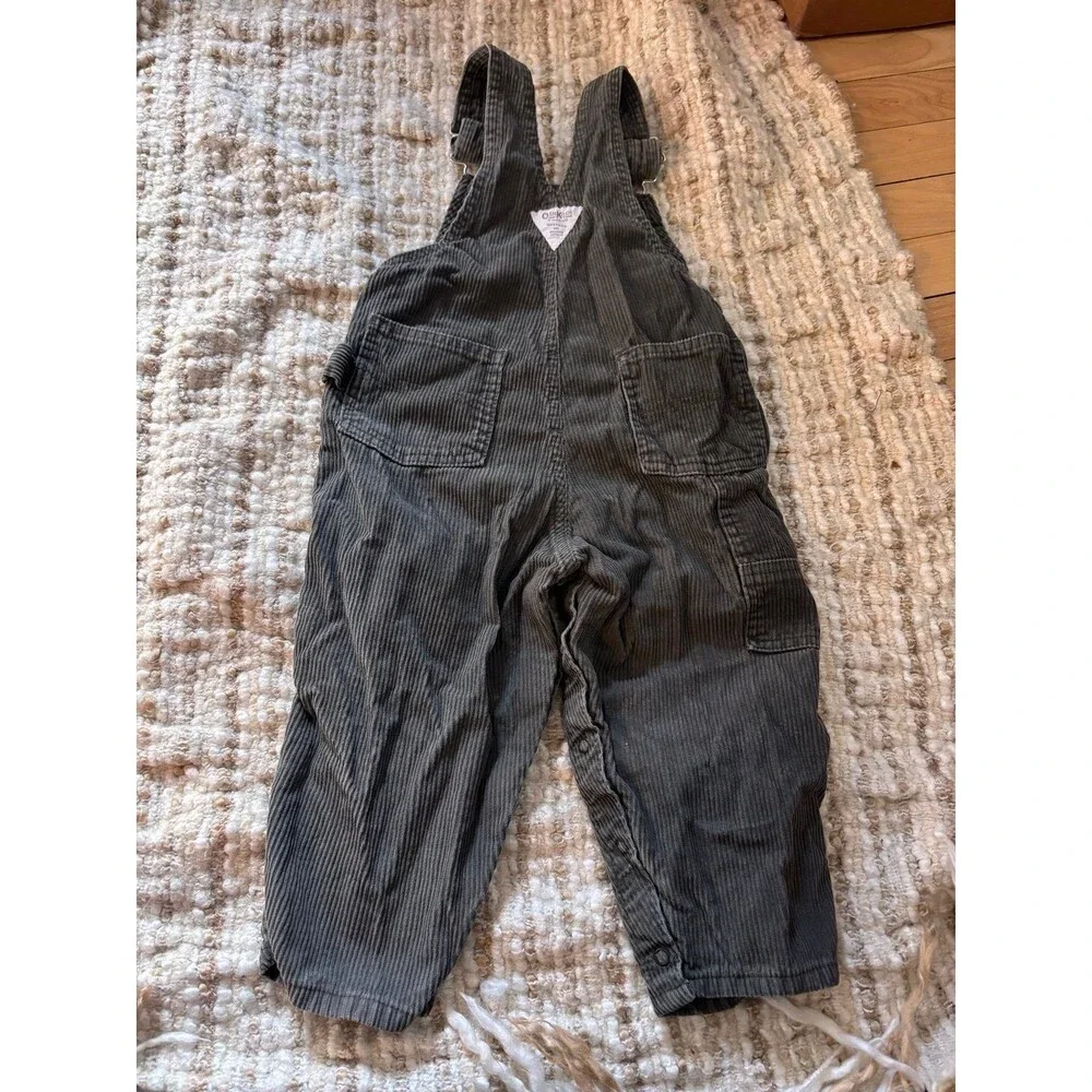 Oshkosh b’gosh gray corduroy overalls vintage Y2K vestbak 3t